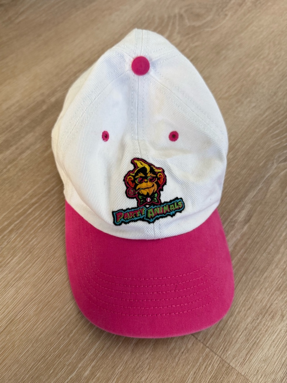 Party Animals Savannah Bananas Autographed Hat Pink White Adjustable 47 Brand